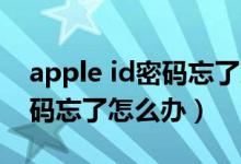 apple id密码忘了怎么办ipad（apple id密码忘了怎么办）
