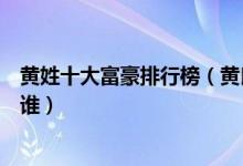 黄姓十大富豪排行榜（黄氏富豪前十位是谁姓黄的有钱人有谁）