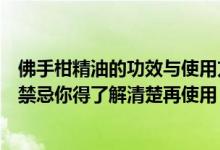 佛手柑精油的功效与使用方法（佛手柑精油的功效与作用及禁忌你得了解清楚再使用）