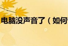 电脑没声音了（如何恢复 这样子就可以搞定）