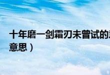 十年磨一剑霜刃未曾试的意思（十年磨一剑霜刃未曾试什么意思）