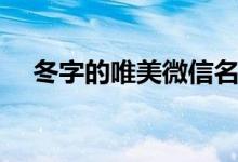 冬字的唯美微信名字（带冬字网名大全）
