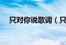 只对你说歌词（只想对你说完整版歌词）