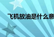飞机放油是什么意思（飞机为什么放油）