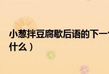 小葱拌豆腐歇后语的下一句（小葱拌豆腐歇后语的下一句是什么）