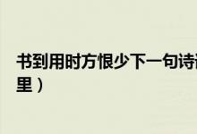 书到用时方恨少下一句诗词是什么（书到用时方恨少出自哪里）
