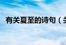 有关夏至的诗句（关于夏至的古诗有哪些）
