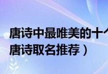 唐诗中最唯美的十个名字（唐诗中的好听名字唐诗取名推荐）