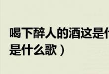 喝下醉人的酒这是什么歌曲（喝下那醉人的酒是什么歌）