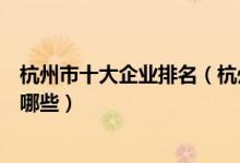 杭州市十大企业排名（杭州上市公司排行榜杭州知名企业有哪些）