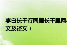 李白长干行同居长干里两小无嫌猜全诗翻译（李白长干行原文及译文）