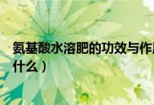 氨基酸水溶肥的功效与作用（氨基酸水溶肥的功效与作用是什么）