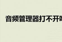 音频管理器打不开咋回事儿（音频管理器）