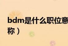 bdm是什么职位意思（bdm是什么职位的简称）