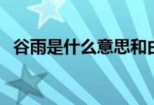谷雨是什么意思和由来（谷雨是什么意思）