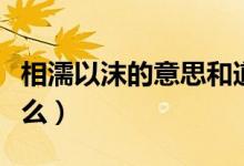 相濡以沫的意思和道理（相濡以沫的意思是什么）