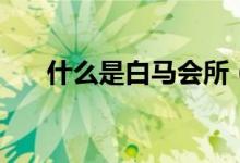 什么是白马会所（白马会所是干嘛的）