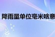 降雨量单位毫米啥意思（降雨量单位是什么）