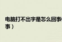 电脑打不出字是怎么回事使用教程（电脑打不出字是怎么回事）