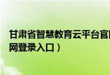 甘肃省智慧教育云平台官网登录（甘肃省智慧教育云平台官网登录入口）