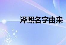 泽熙名字由来（泽熙名字的含义）