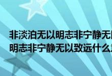 非淡泊无以明志非宁静无以致远什么意思翻译（非淡泊无以明志非宁静无以致远什么意思）