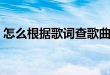 怎么根据歌词查歌曲（怎么根据歌词找歌名）