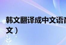 韩文翻译成中文语音软件下载（韩文翻译成中文）