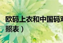 欧码上衣和中国码对照表（衣服欧码中国码对照表）