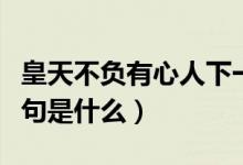 皇天不负有心人下一句（皇天不负有心人下一句是什么）