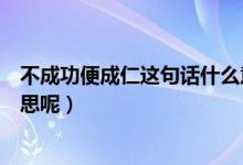 不成功便成仁这句话什么意思（不成功便成仁这句话什么意思呢）