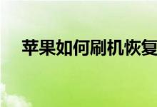 苹果如何刷机恢复出厂（苹果如何刷机）