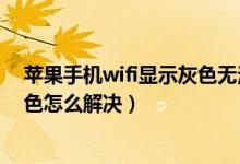 苹果手机wifi显示灰色无法打开（苹果手机wifi打不开成灰色怎么解决）