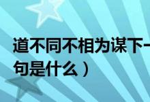 道不同不相为谋下一句（道不同不相为谋下一句是什么）