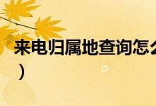 来电归属地查询怎么开（来电归属地怎么查询）