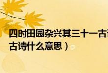 四时田园杂兴其三十一古诗的意思（四时田园杂兴其三十一古诗什么意思）