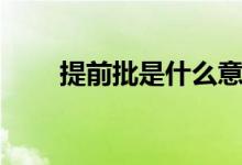 提前批是什么意思（提前批的意思）