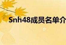 Snh48成员名单介绍（Snh48成员名单）
