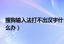 搜狗输入法打不出汉字什么情况（搜狗输入法打不出汉字怎么办）