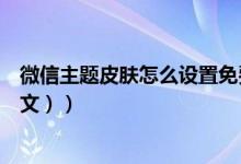 微信主题皮肤怎么设置免费的（微信主题皮肤怎么设置（图文））