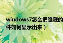 windows7怎么把隐藏的文件显示出来（Windows隐藏文件如何显示出来）