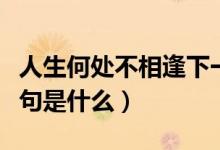 人生何处不相逢下一句（人生何处不相逢下一句是什么）