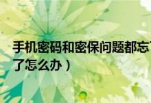 手机密码和密保问题都忘了怎么办（手机设置的密保问题忘了怎么办）