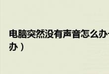 电脑突然没有声音怎么办一键修复（电脑突然没有声音怎么办）