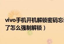 vivo手机开机解锁密码忘记了怎么办（vivo手机开机密码忘了怎么强制解锁）