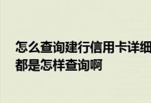 怎么查询建行信用卡详细账单 建行信用卡查询账单什么的 都是怎样查询啊