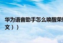 华为语音助手怎么唤醒荣耀20（华为语音助手怎么唤醒（图文））