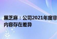 黑芝麻：公司2021年度非经营性资金占用等情况与年报相关内容存在差异