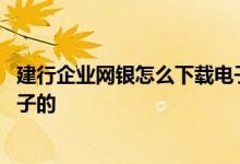 建行企业网银怎么下载电子对账单 想把建行的对账单改为电子的
