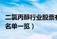 二氯丙醇行业股票有哪些（二氯丙醇上市公司名单一览）
